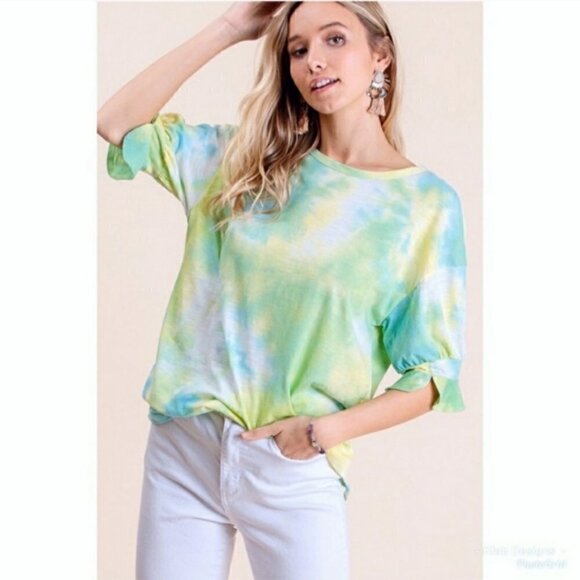 KFab Designs Tops - Tie Dye Balloon Sleeve Top